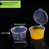 Disposable Plastic Sauce Cups with Lids - Small Chili Oil & Seasoning Container for Commercial Use.