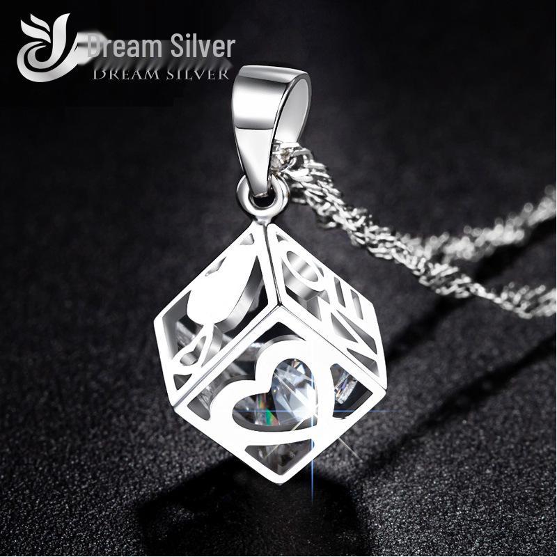 S925 Sterling Silver Love Necklace: Minimalist Heart-Shaped Pendant on Japanese Korean Clavicle Chain