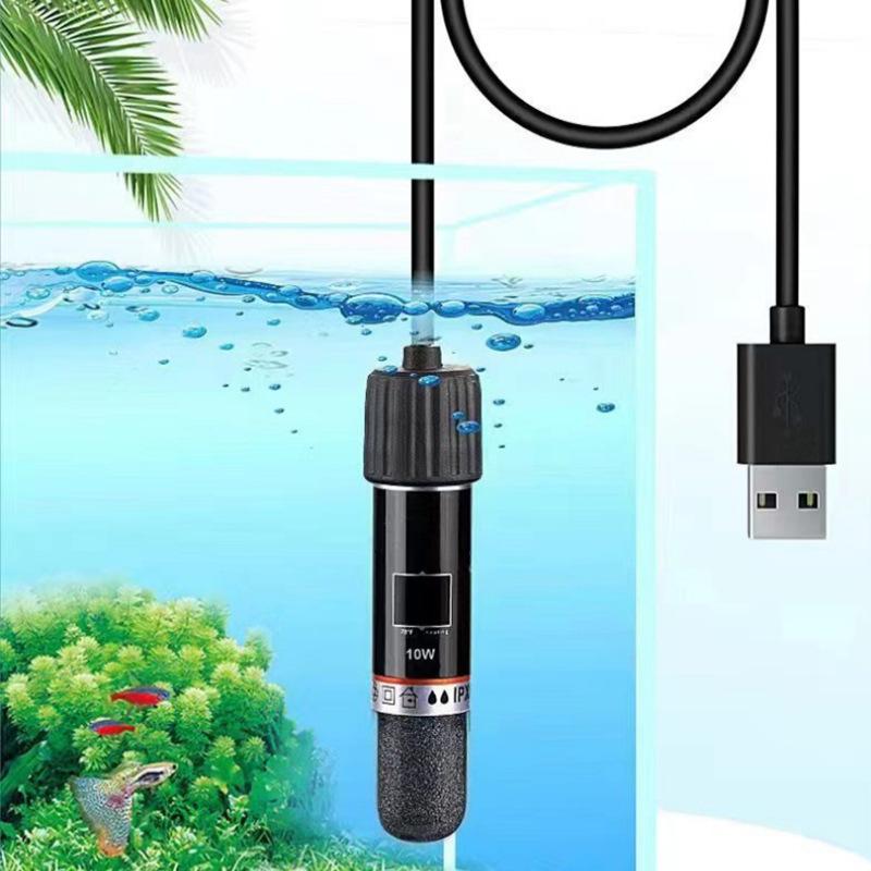 USB-Powered Mini Aquarium Heater - 10W Auto-Thermostat Submersible Fish Tank Heater for Small Tanks, Betta Tanks, Desktop Safe