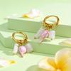 Stainless Steel Vintage Hoop Earrings for Women Natural Stone Drop Dangle Charm Earrings Gold Plated Earring Unique Jewelry Gift
