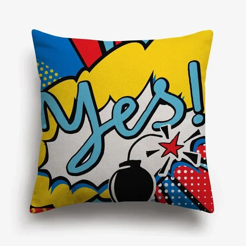 American POP ART Cushion Covers BANG WOW BOOM POW Cushion Cover Home Decorative Linen Pillow Case for Sofa CouchR, 30x30cm
