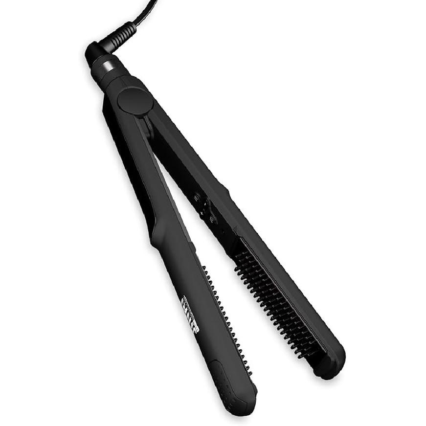 

3 in 1 Heated Straightening Brush Flat Iron for Smooth, Anti Frizz Hair Styling | Electric Hot Brush Crimper with Hair Straightening Features (L) L