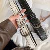 Black Rivet Skinny Waist Belt Set: Women's American Retro Accessory for Dresses and Pants - Sweet and Cool Style.