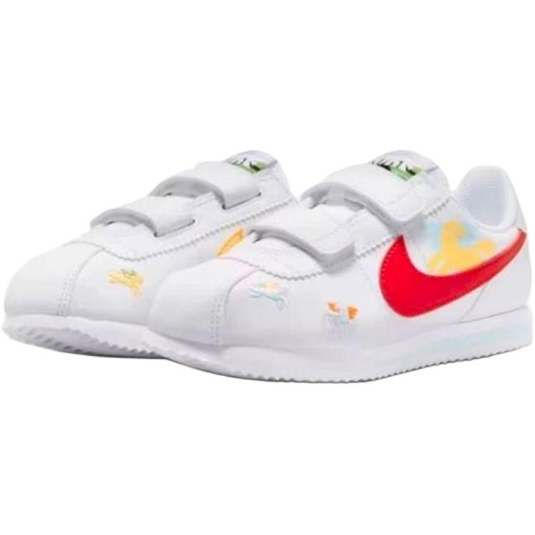 Nike Cortez Basic Sl Synthetic Leather Versatile Comfortable Low Top Kids Running Shoes Kids sneaker White Red IQ7669161