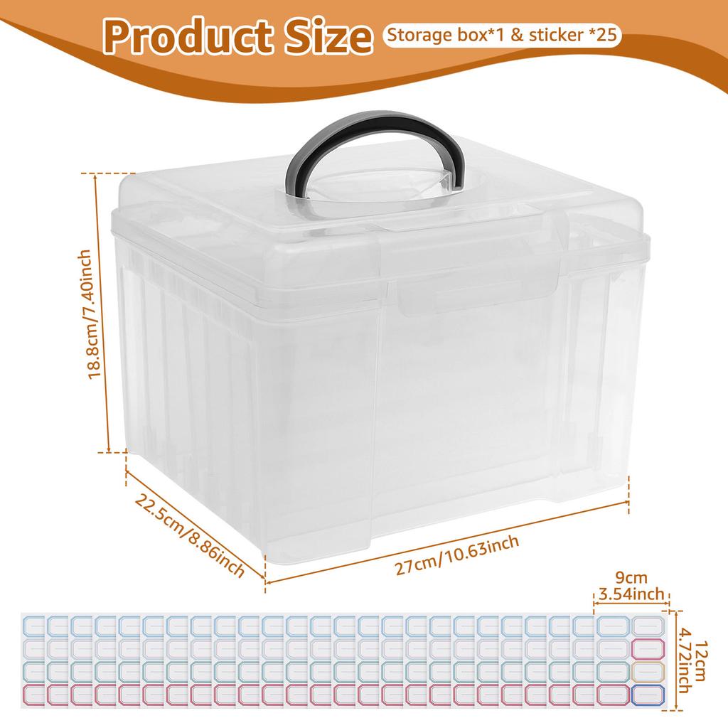 Aufbewahrungsbox für Grußkarten Foto-Organizer mit 6 herausnehmbaren verstellbaren Trennwänden und Aufklebern für Fotos Basteln Scrapbooking Karten