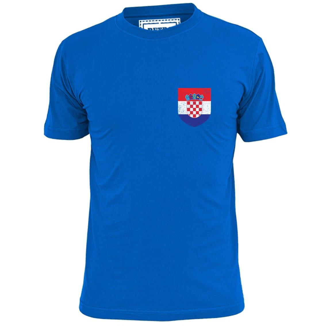 

Mens Croatia Pocket Shield Badge Football T shirt Soccer Footy S