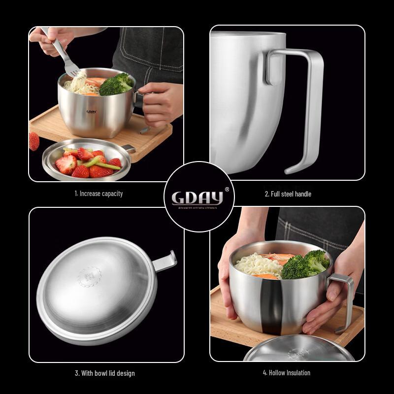 ZISIZ Double-Layer Stainless Steel Insulated Food Bowl