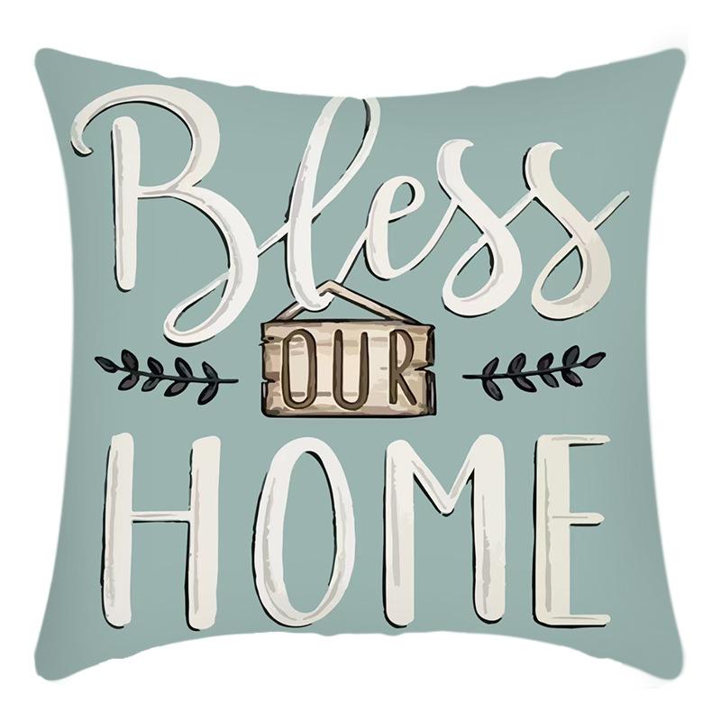 New Thanksgiving Letter Print Green Plant Truck Print Pillow Home Sofa Cushion Cover