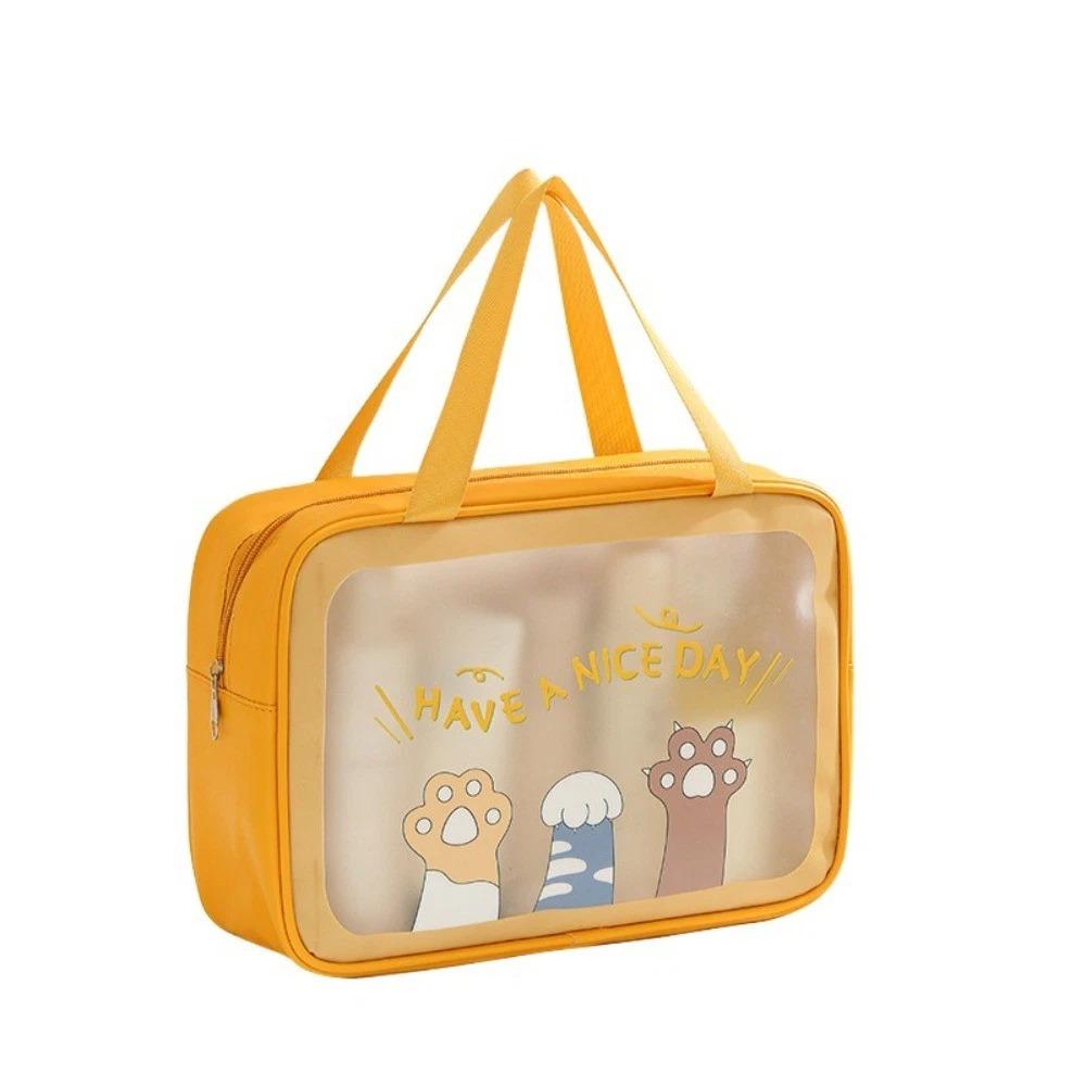 Cute PVC Cartoon Cosmetic Bag Large Capacity Swimming Beach Bag Toiletry Storage Bag Translucent Waterproof Travel Makeup Bag