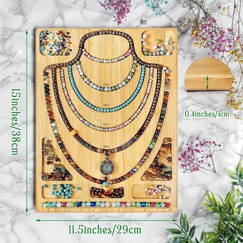 לוח עיצוב מחרוזים מעץ כלי יצירת תכשיטים מגש עיצוב לחרוזים לתכשיטים לצמידים שרשראות יצירת תכשיטים