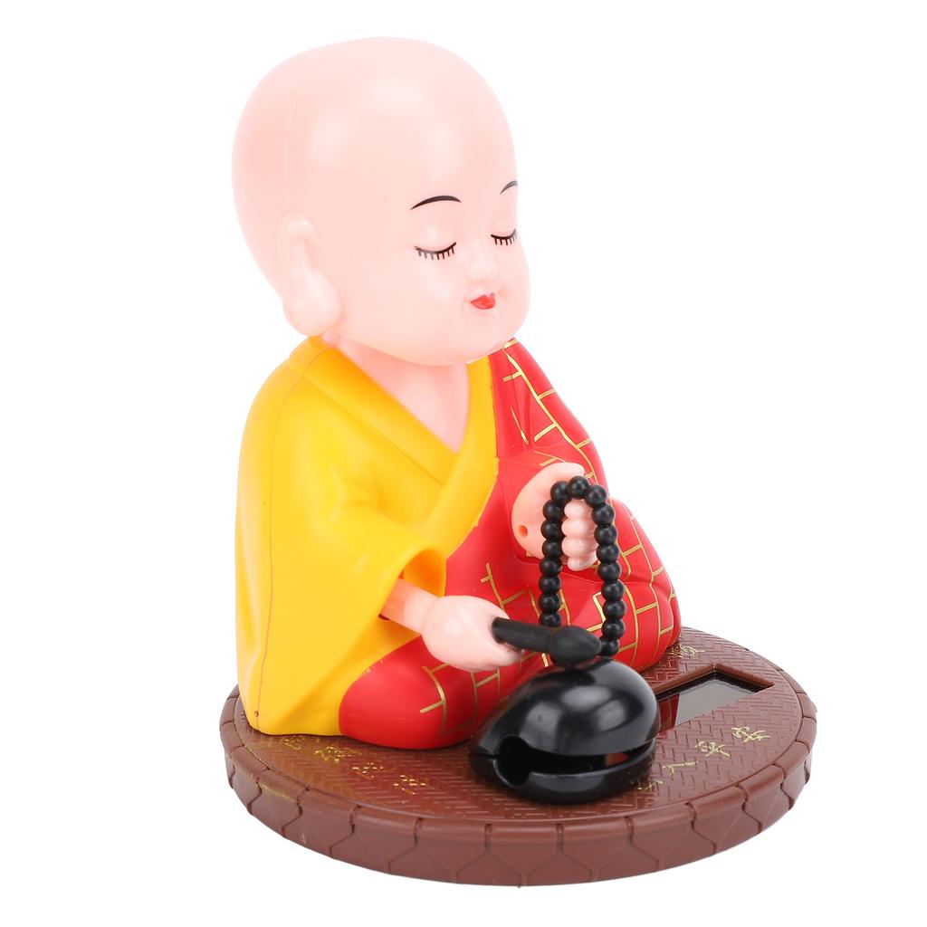 Little Monk Solar Figurine Funny Auto Nodding Knocking Chinese Monk Statue Toy Dashboard Ornament for Car Desktop Decor