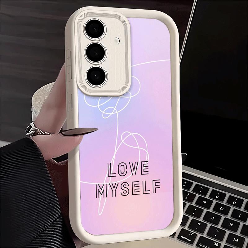 Phone Case for Samsung Galaxy A17 A16 A15 A14 A13 Love Yourself Flower Heart Line Kpop A56 A36 A26 A55 A35 A25 A54 A34 A24 A53 A