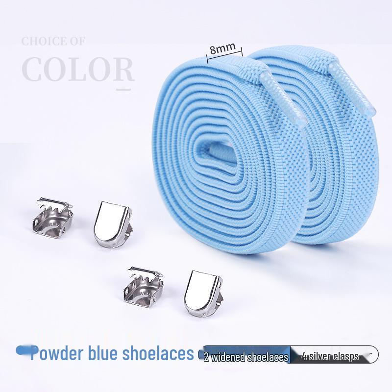 

8MM No-Tie Elastic Shoelaces with Upgrade Press Buckle for Adults & Kids 100 cm порошок синий