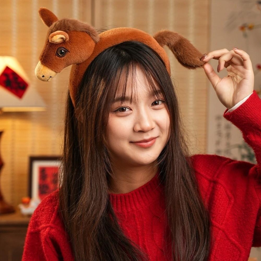 Sweet Mascot Plush Headband Soft Pony Doll Headpiece Creative Horse Hair Hoop  Role Play