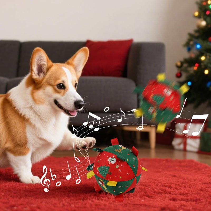 Etkileşimli Oyun için Zil Sesli Köpek Oyuncak Topu, Evcil Hayvan Sıkıntısını Giderir Eğlenceli Futbol Dış Mekan Antrenmanı İçin Evcil Hayvan Noel Hediyeleri