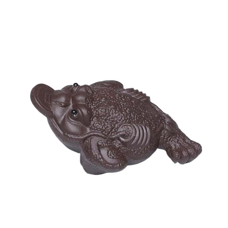 Purple Clay Small Tea Pet Golden Toad Wealth Attraction Creative Toad To Raise Tea Tray Decoration Kung Fu Teaware Accessories