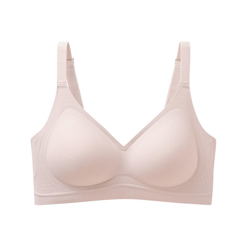 Women's Seamless Fashion Bra with W-shaped Soft Support, Wire-free Lifting Cups, and Thin Style Foundation.