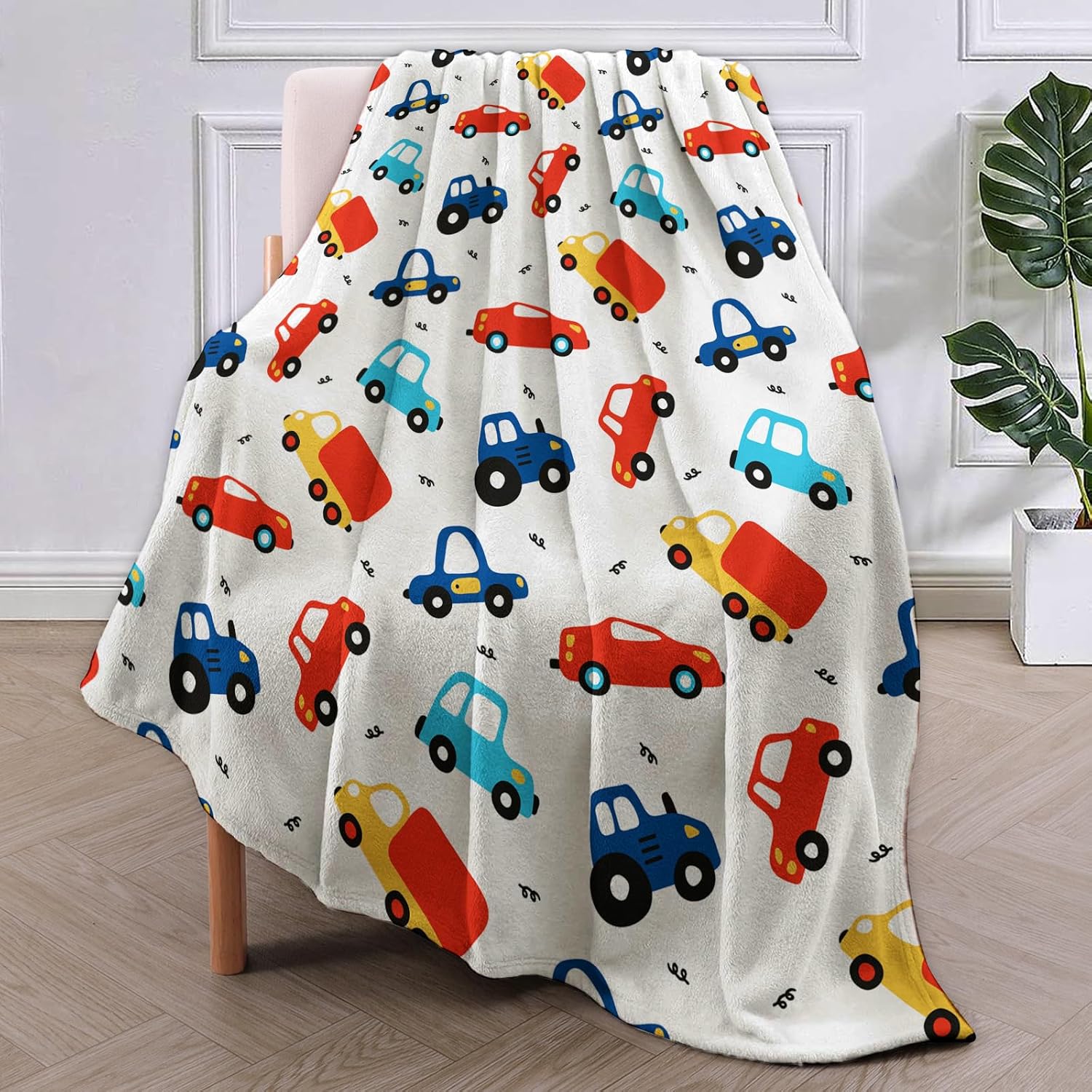 

Car Pattern Blanket Gifts for Kids Boys Soft Warm Lightweight Cozy Plush Cute Cars Tractor Theme Throw Blankets for Bedroom Livi 75x90cm