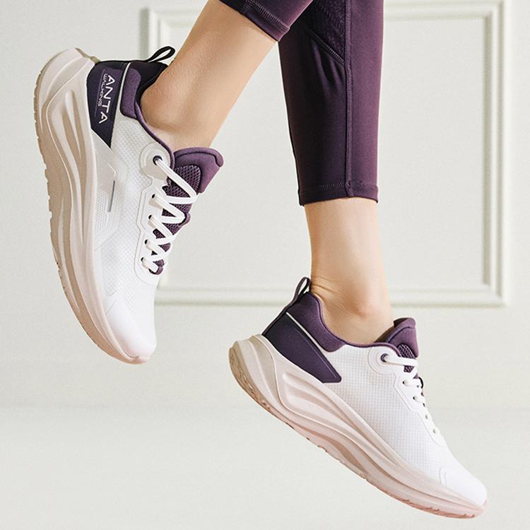 Anta Le Dao Comfortable Versatile Shock Absorbing Non-Slip Low-Top Training Shoes Women sneaker White Purple 122517719-3