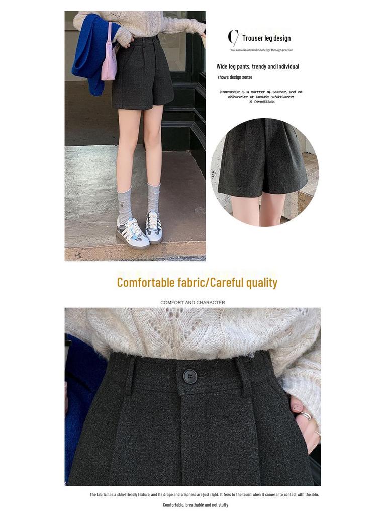 Wool High Waist Wide Leg A-line Pants & Shorts for Women - 2026 Autumn/Winter