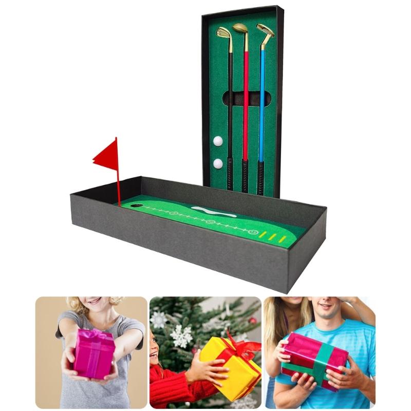 Golf Pen Set Desk Sports Game Mini Desktop Golf Ball Pen Golf Gift