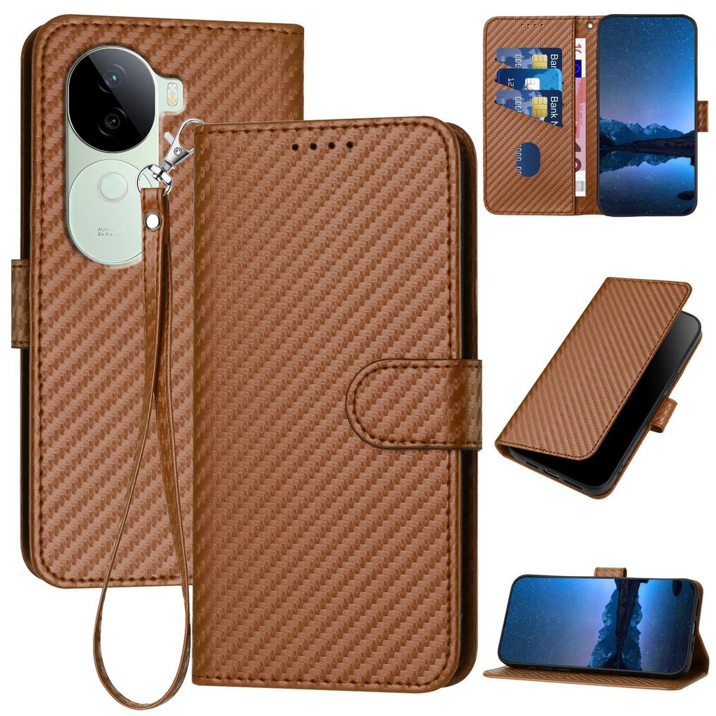 YX0070 For Vivo V40e 5G/iQOO Z9s 5G Wallet Case Carbon Fiber Texture Leather Cell Accessories Phone Cover