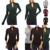 Top casual a collo alto a maniche lunghe da donna, maglione in maglia, T-shirt con bottoni, camicetta, in tessuti di alta qualità per il comfort di tutto il giorno
