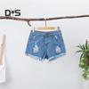 Women Denim Shorts Ripped Hole High Waist Button Zipper Closure Loose Fit A-line Plus Size Pockets Short Jeans Lady Dating Beach Shorts