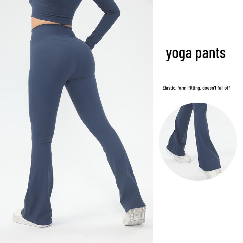 High-Waist Yoga-Hose mit Nude-Gefühl: Schnelltrocknende Micro-Flare Weitbeinige Hose mit Pfirsich-Po-Lifting für Damen