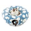 Lesure Cat Tunnel Washable Round Easy to Easy to Suitable for and Other Small Bed, Soft, Warm, Mat, Foldable, Store, Clean, Cats, Dogs, Pets, Blue,