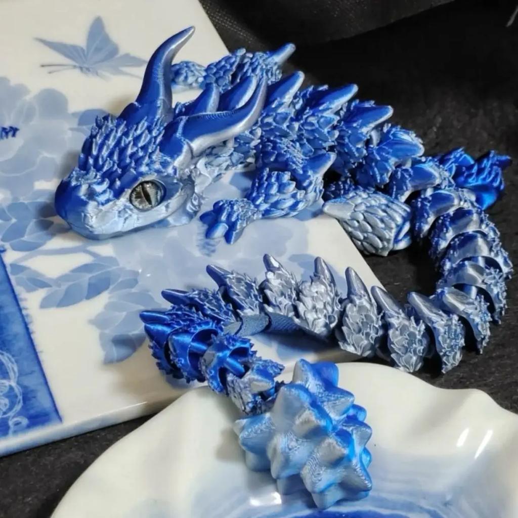 Smok Drukowany 3D Zabawki Śmieszne Wielostawowy Obrotowy Smoczy Stereoskopowy Ornament na Biurko Model Zwierzęcia Figurka Prezent dla Dzieci