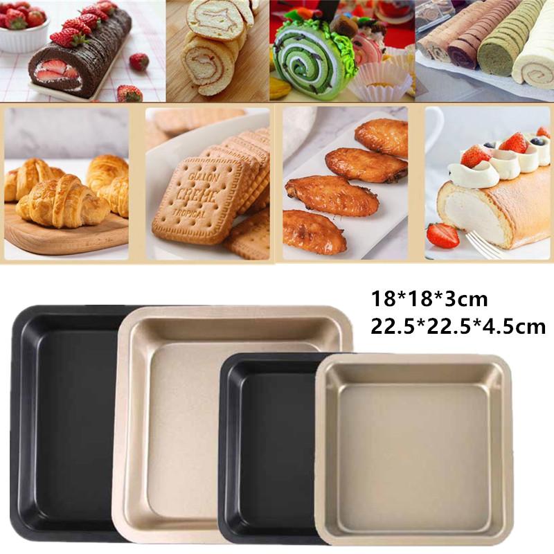 1Pc Carbon Steel Square Cake Baking Tray 6/8 Inch Non-Stick Toast Plate Pizza Cake Mold Baking Pan Bread Oven Bakeware