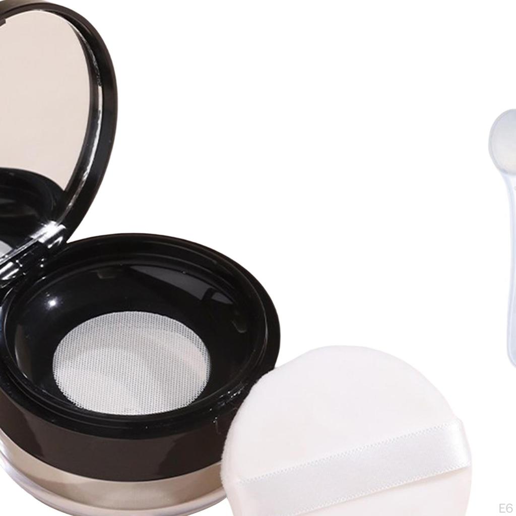 Leeres tragbares DIY-Make-up-Puderetui mit Puff, Spiegel, Netz, Löffel für die Freundin