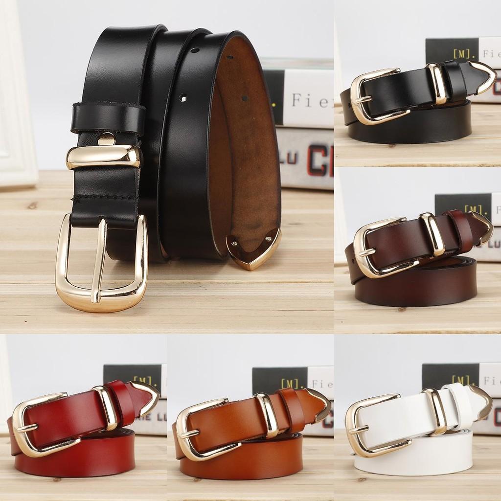 Simple Color Solid Leather Waist Belt Metal Pin Buckle Street Girl Decoration
