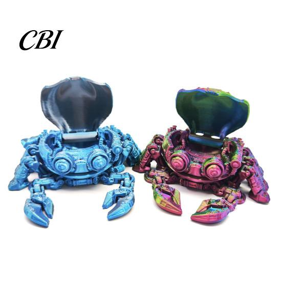 Articulated Crab Toy 3D Printed Mechanical Figurine, Cyberpunk Model with Openable Lid Movable Joints, Lid, Animal Decoration Ornament Sensory