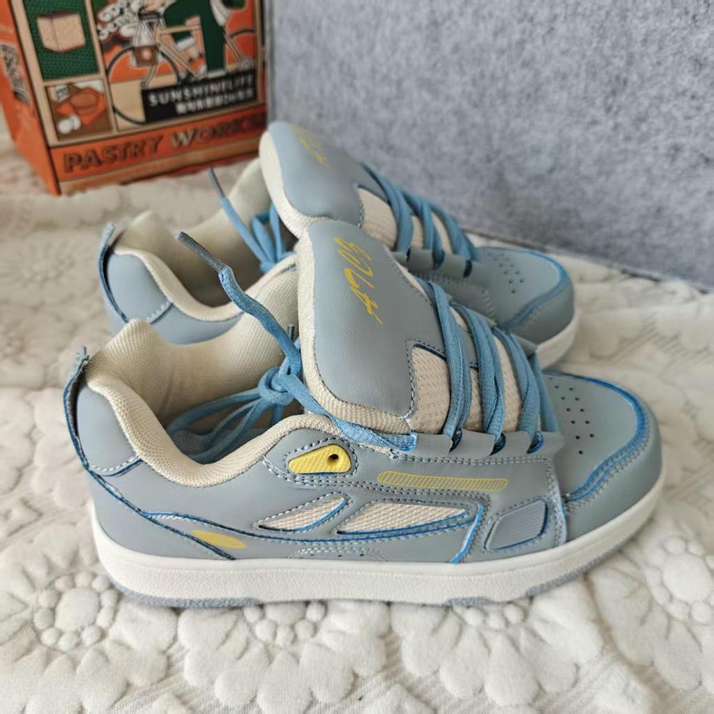 Guochao INS Suede Patchwork Retro Men's Ulzzang Lightweight Trendy Skate Shoes