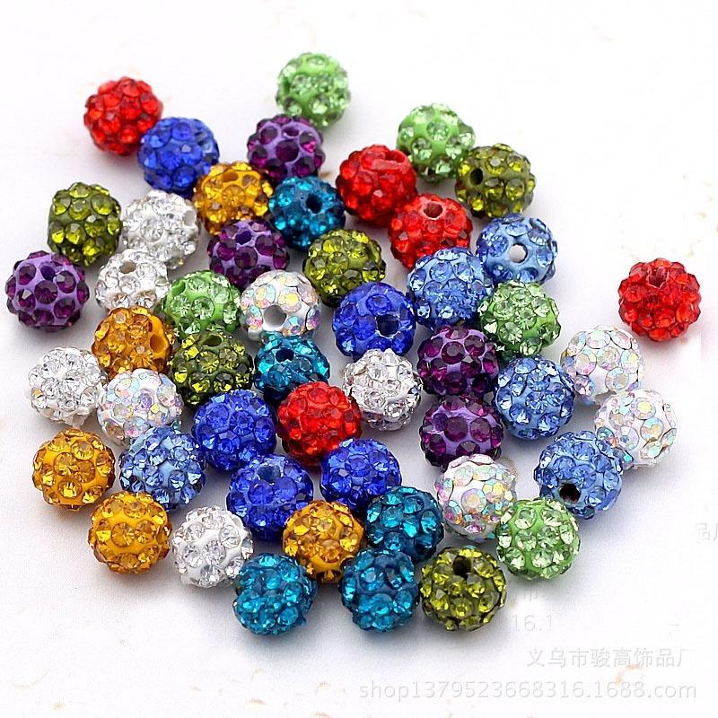 10PCS Round Discoball Spacer Beads Czech Crystal Rhinestone Pave Clay Disco