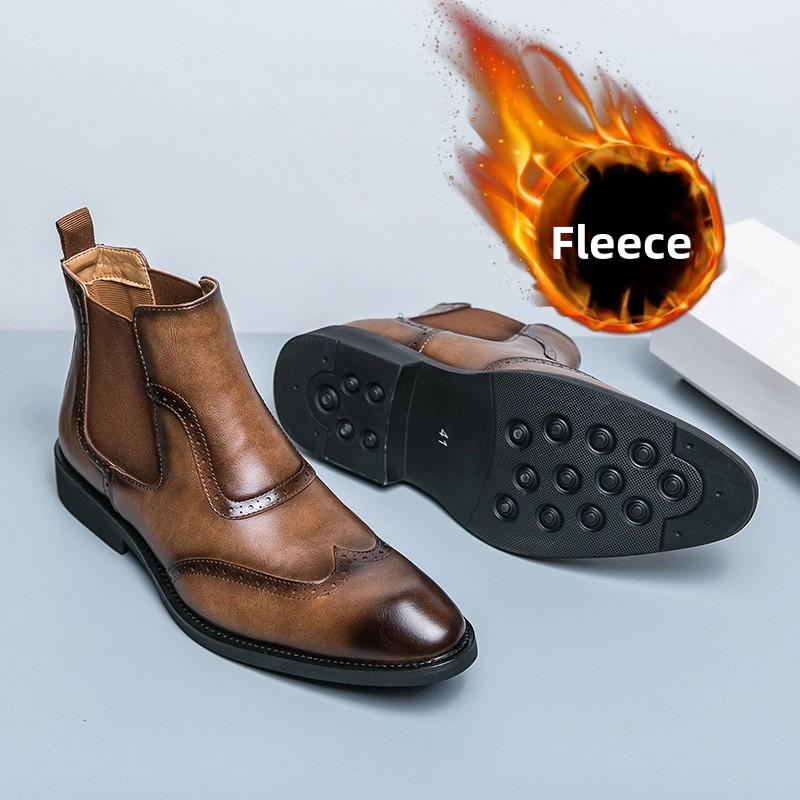 Boots Men Casual Comfortable Fashionable Block Boots Men Business Office Brand Chelsea Boots Black Brown Size 38-45 Men Boots