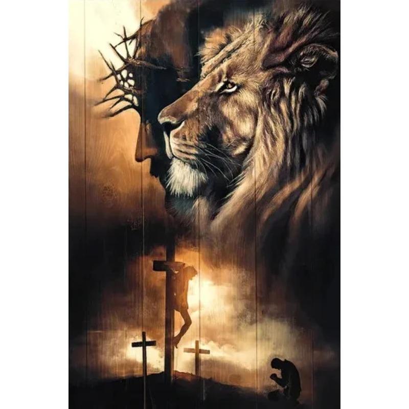 Klassische christliche Wandkunst Bibel Jesus Löwe und Krieger Öl auf Leinwand Poster und Drucke Wohnzimmer Dekoration Geschenke