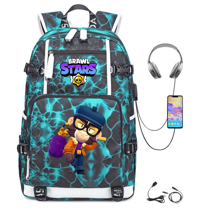 Brawl Stars Peripheral With Usb Backpack Student Outdoor Travel Large Capacity Mountaineering Bag
