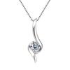 Elegant Curved Twist Pendant Necklace with Round Cubic Zirconia Center Stone Silver Tone Delicate Box Chain for Women