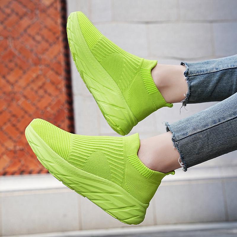 Summer breathable new thick-soled leisure travel socks shoes fly-woven sports mesh shoes