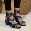 Fashion 36-43 Plus Size Women's New Sandals Summer Casual Breathable Leather Face Open Toe Kid Heel Block Heel Cold Boots