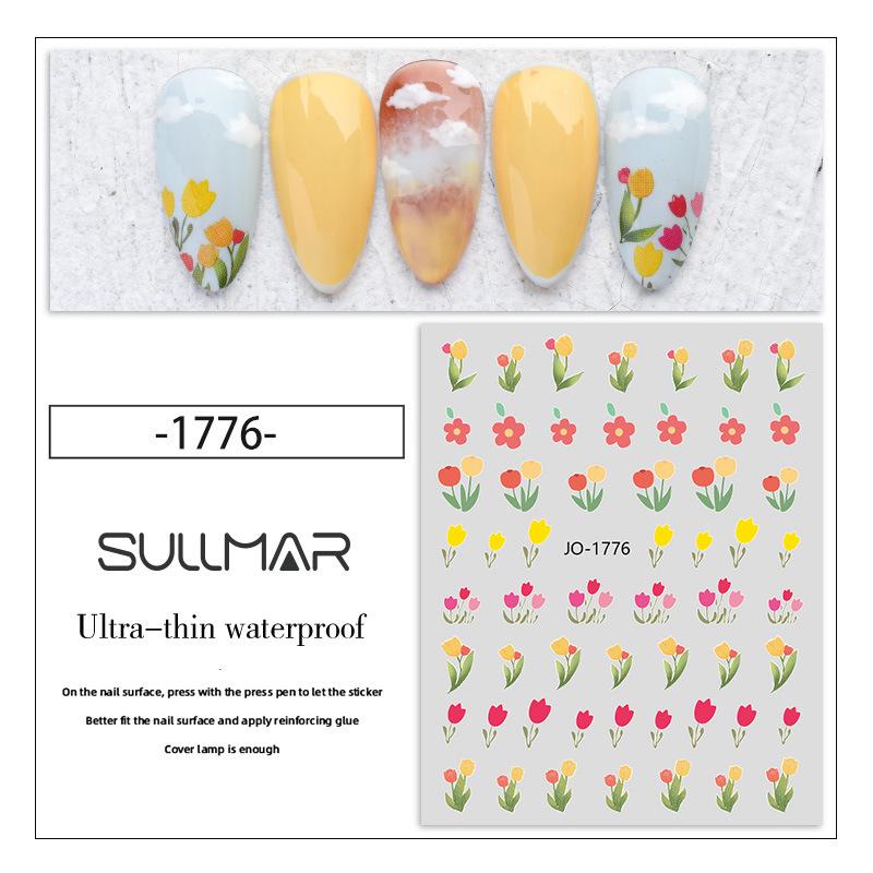 

Водонепроницаемые наклейки для ногтей «Тюльпан и лепесток» на клейкой основе