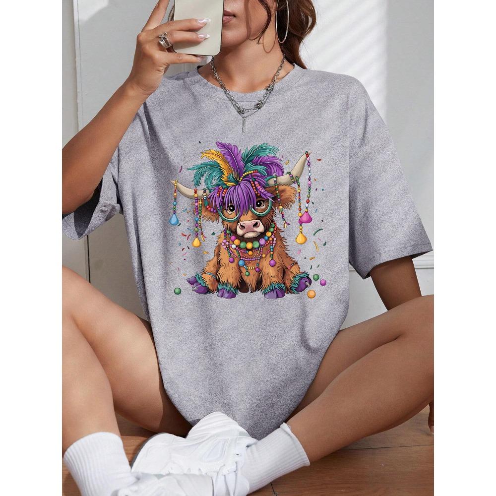 Carnivals Cute Feathered Cow Print T Shirt Woman Summer O-Neck T-Shirts Casual Cotton Clothes Y2K Hip Hop Short Sleeve