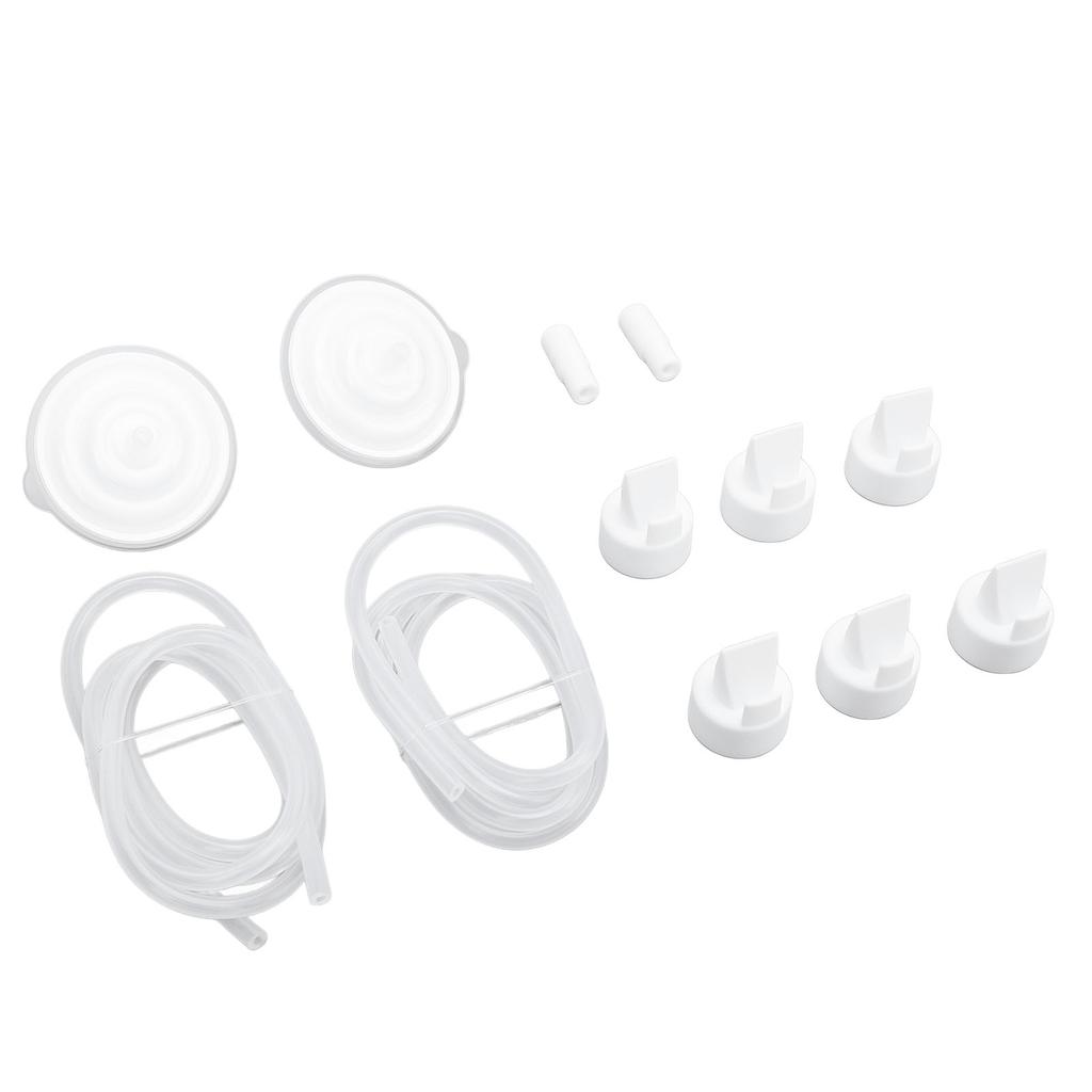 Příslušenství k odsávačce mateřského mléka Ochrana proti zpětnému toku Silikonové hadičky Konektory Bílé ventilky s kachním zobáčkem pro prsa