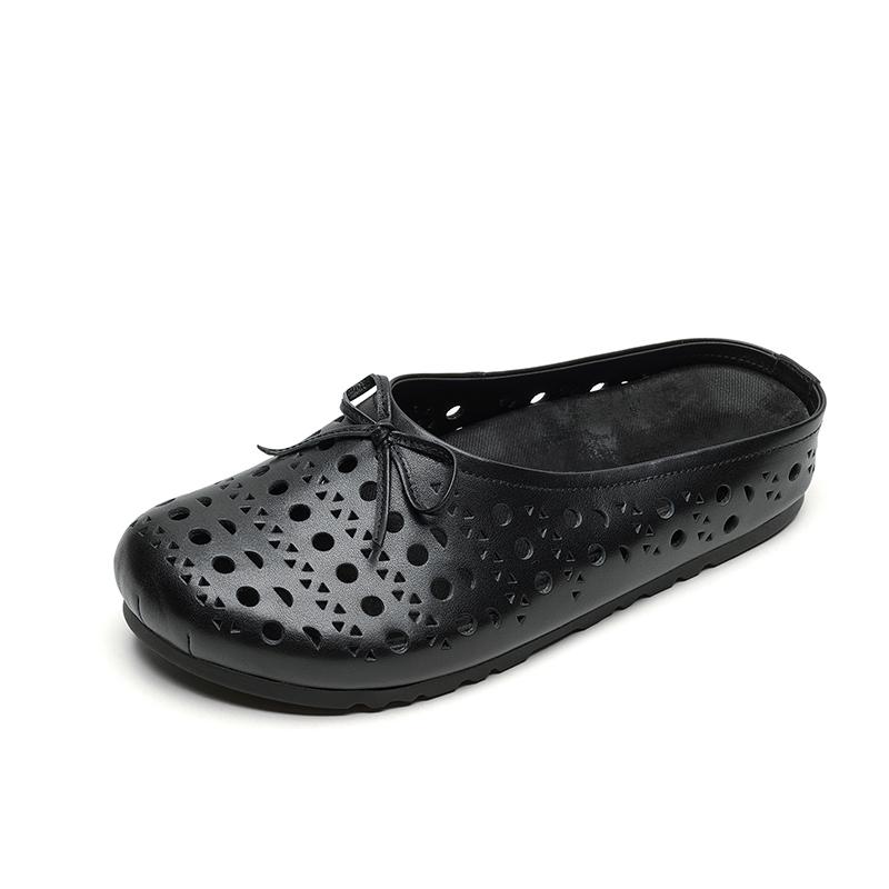 Fashion 2025 New Summer Slippers Cover Toe Fashion Hollow Out Sandals Women Shoes Flat with Ladies Shoes Mesh Mules Ladies Shoes