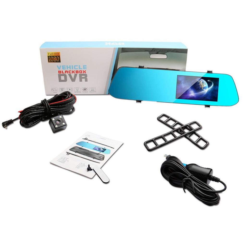 4.5-Inch WiFi Rearview Mirror Dash Cam, HD 1080P, Dual Front and Rear Recording