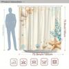 Beach Shell Starfish Shower Curtain 1pc – Nautical Sea Life with Watercolor Dots, Coastal Art Bath Curtain for Calm Home Decor