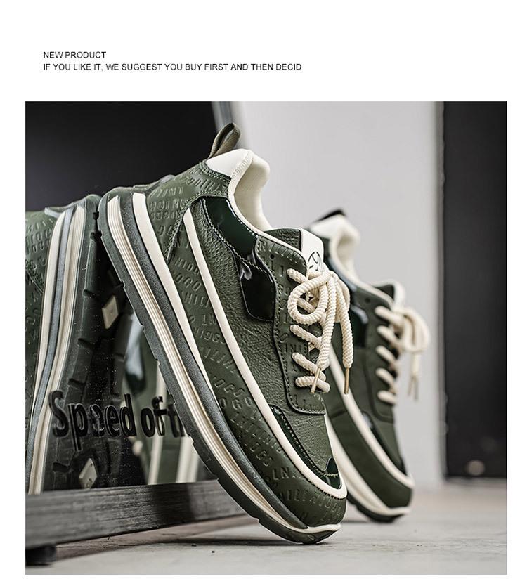 Men's 2025 Spring Breathable Leather Sneakers - Trendy Versatile Thick-Soled Casual Dad Shoes